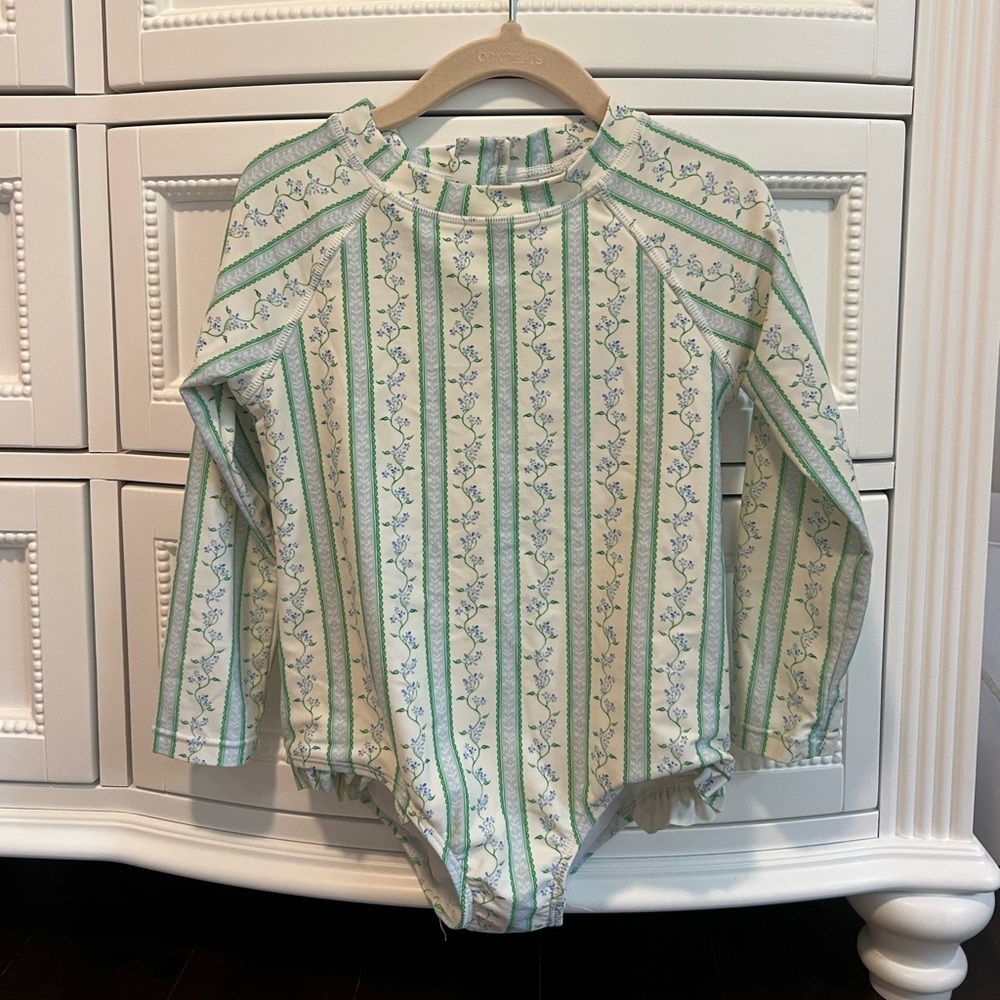 Edgehill Collection Green and White Rashguard Swimwear